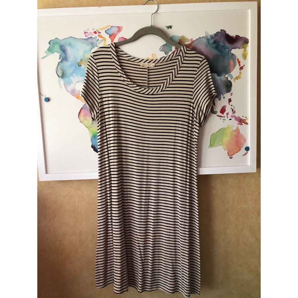 Black and Cream Striped T-shirt dress